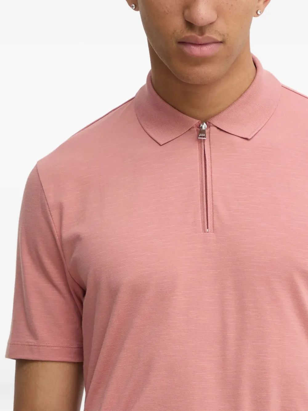 Hugo Boss Zip-neck Polo Shirt In Pink