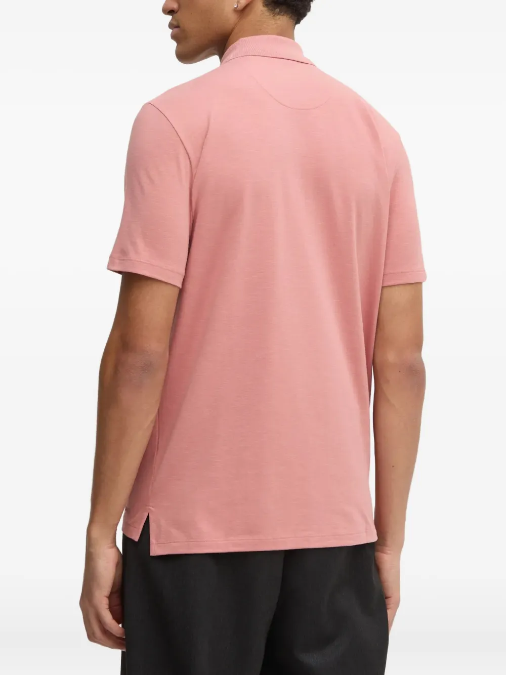 Hugo Boss Zip-neck Polo Shirt In Pink
