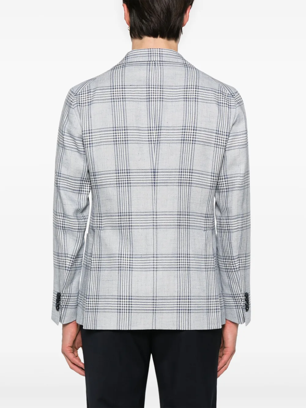 Shop Tagliatore Plaid-check Blazer In Blue