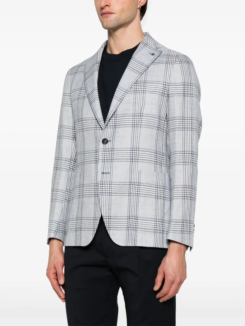 Shop Tagliatore Plaid-check Blazer In Blue