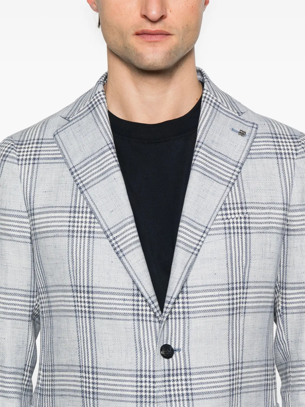 Shop Tagliatore Plaid-check Blazer In Blue