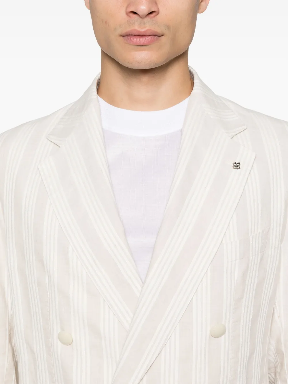 Shop Tagliatore Striped Blazer In Neutrals