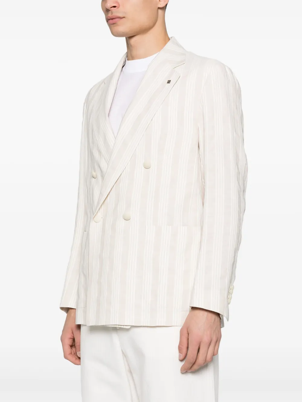Shop Tagliatore Striped Blazer In Neutrals