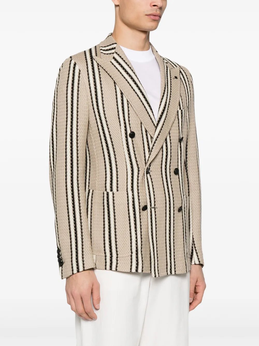 Tagliatore Gestreepte blazer Beige