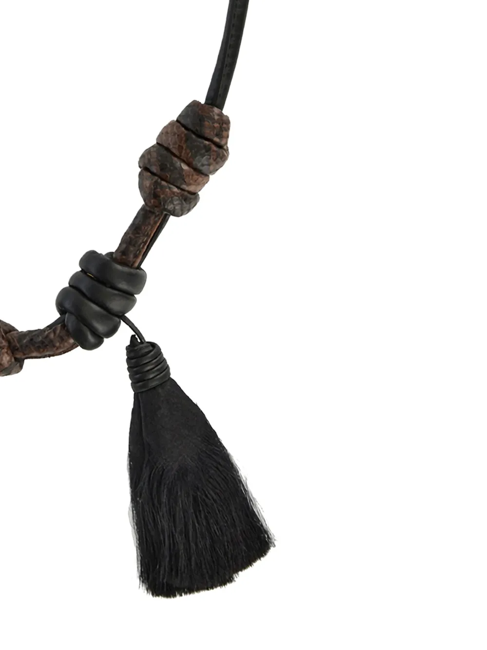 Johanna Ortiz Leather-knotted Tassel Necklace In Black