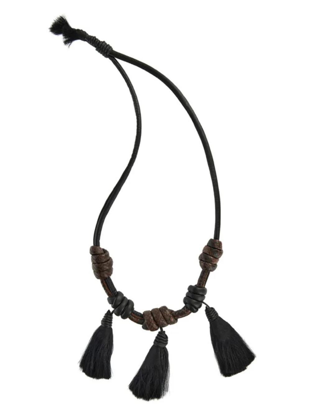 Johanna Ortiz Leather-knotted Tassel Necklace In Black