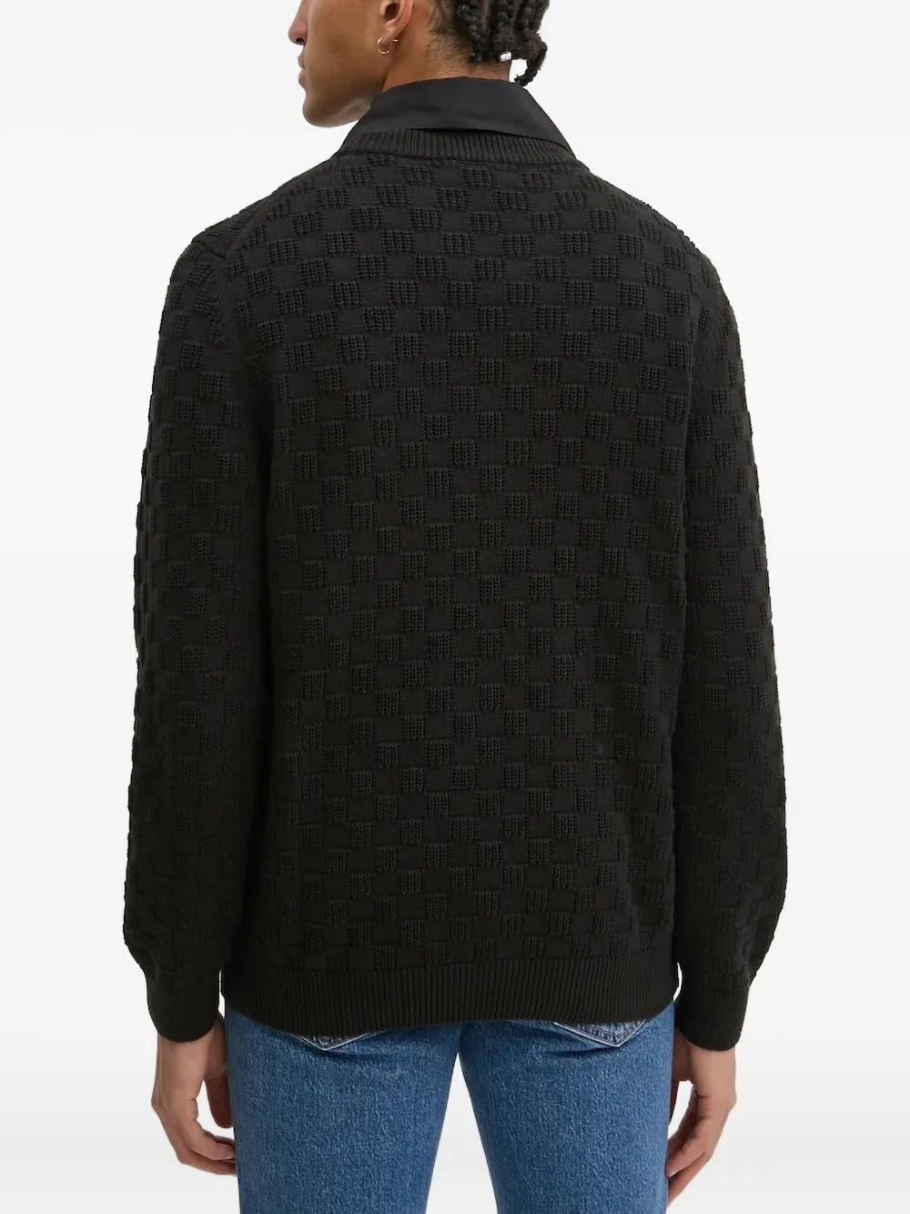 HUGO textured-pattern crew-neck jumper - Zwart