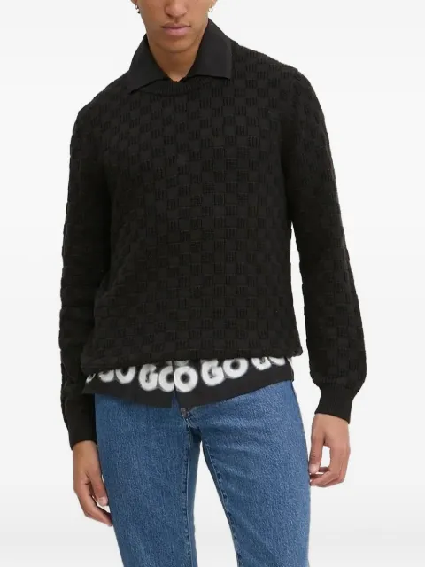 HUGO textured-pattern crew-neck jumper
