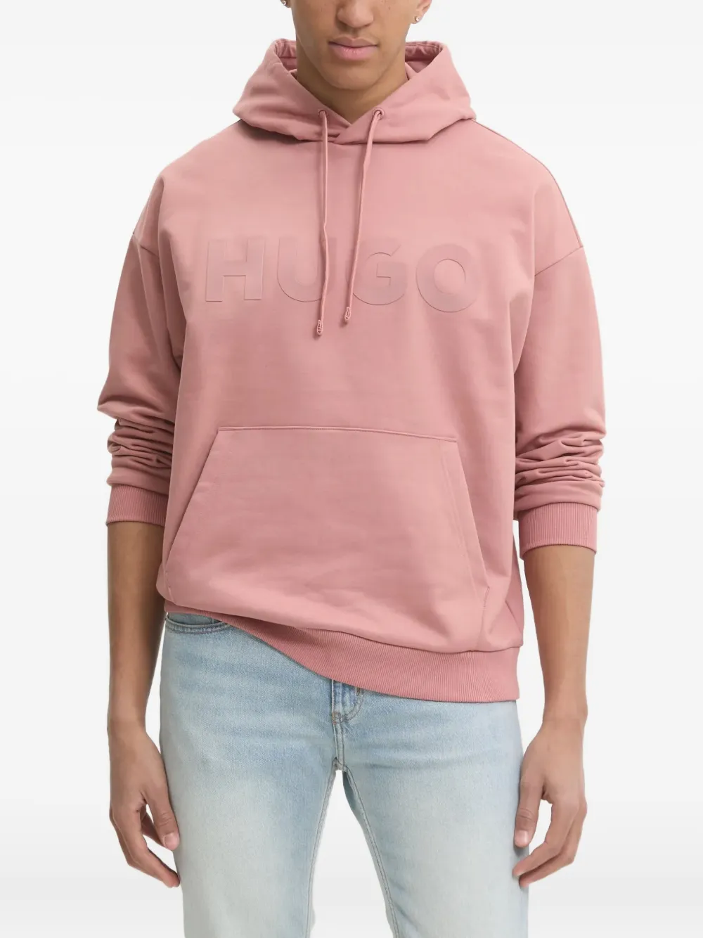 HUGO hoodie con logo en relieve | rosado | Image 1