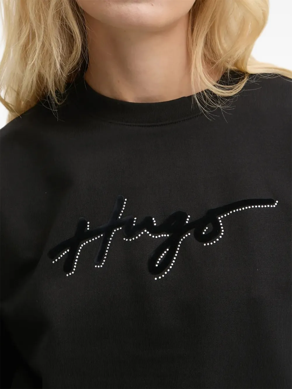 HUGO Sweater verfraaid met logo Zwart