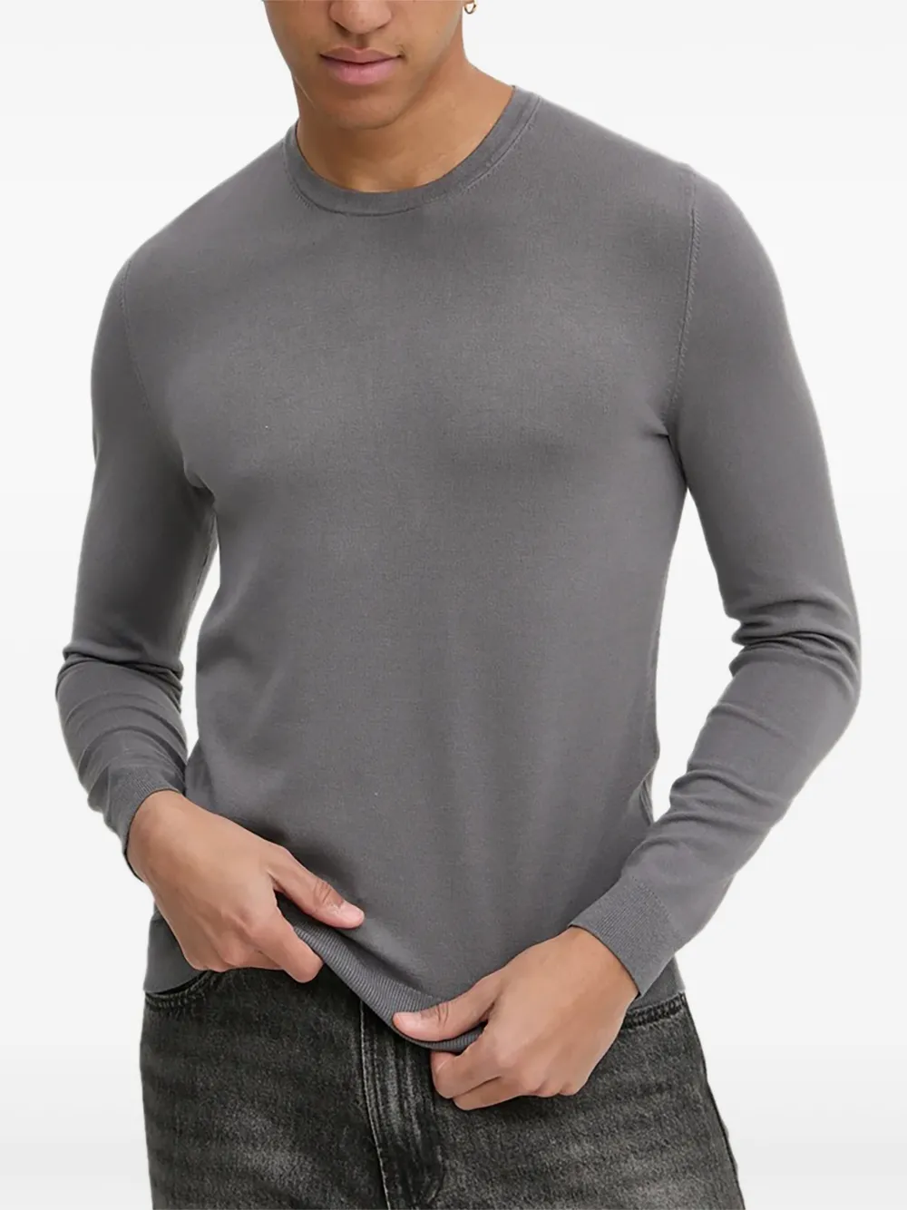 Hugo Boss Round-neck Long-sleeve Sweater In Multi