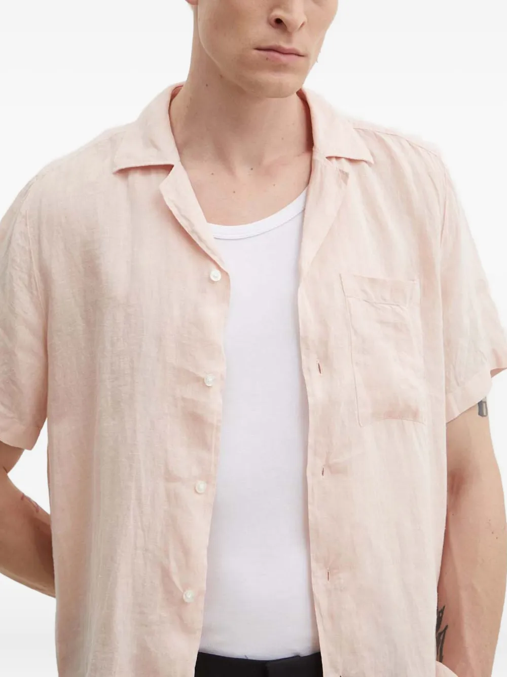 HUGO Linnen overhemd met reverskraag Roze