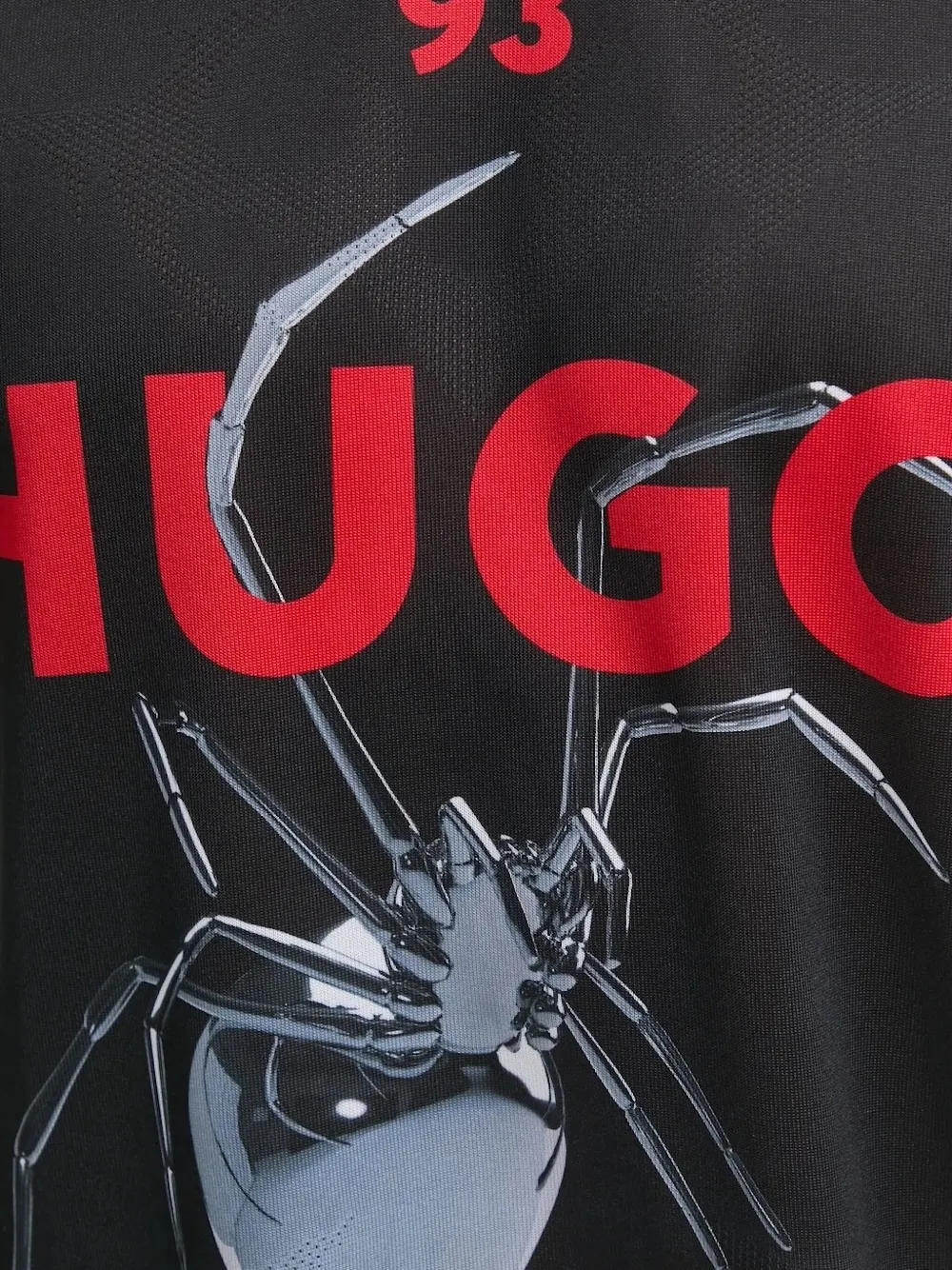 HUGO Mesh T-shirt met spinnenprint Zwart