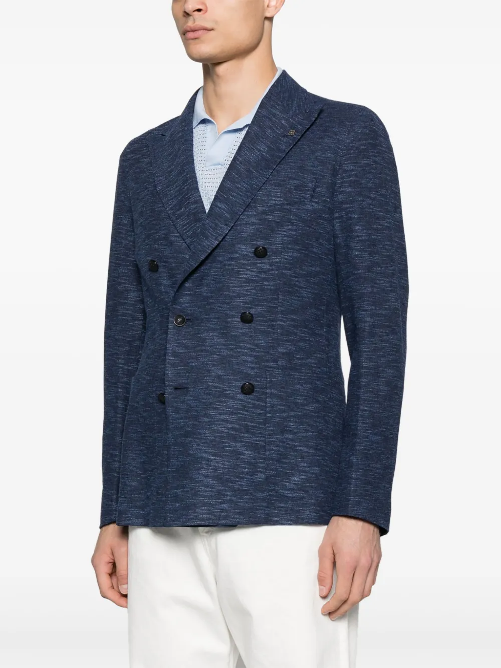 Shop Tagliatore Slub-texture Blazer In Blue