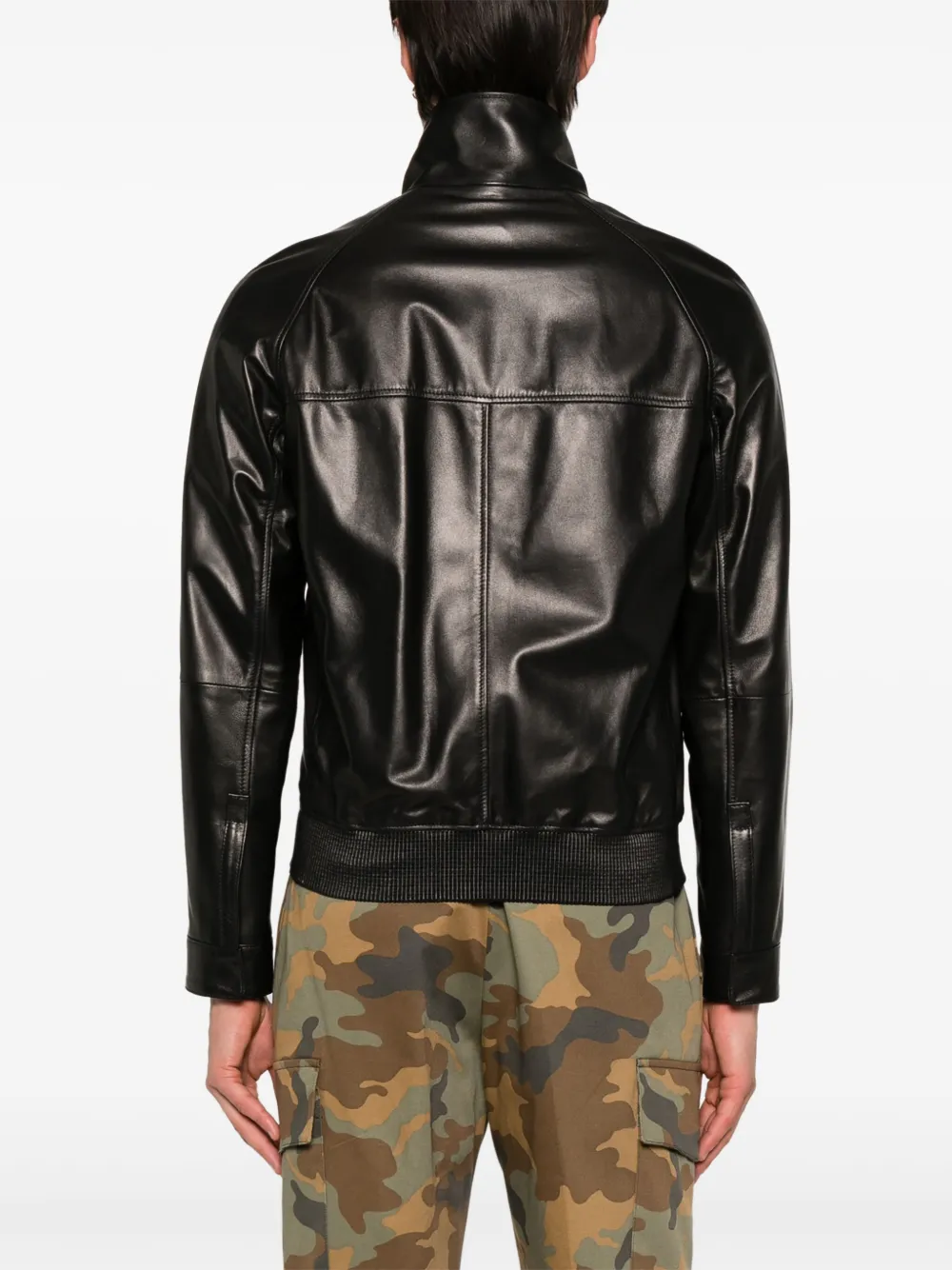 Shop Tagliatore Leather Jacket In Black