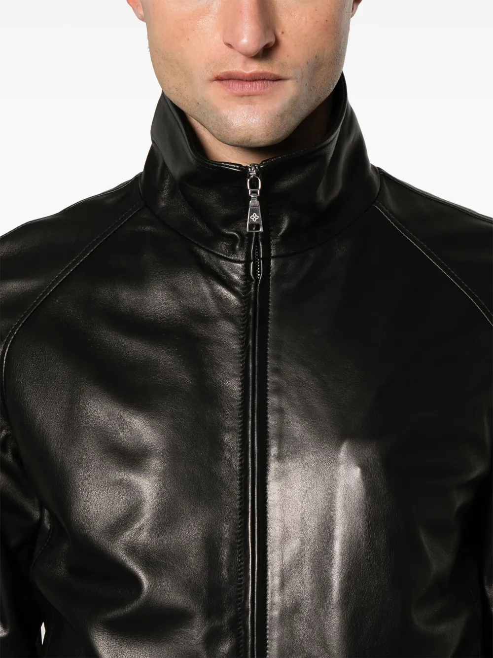 Shop Tagliatore Leather Jacket In Black