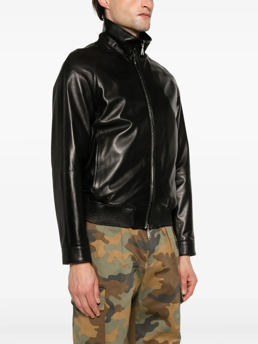 Shop Tagliatore Leather Jacket In Black