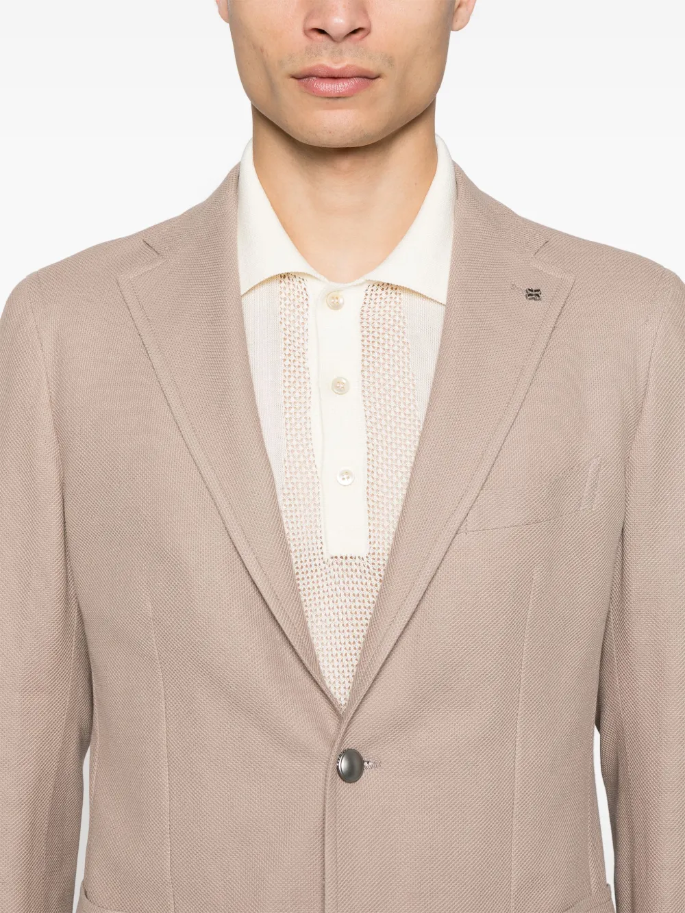 Shop Tagliatore Honeycomb-knit Blazer In Brown