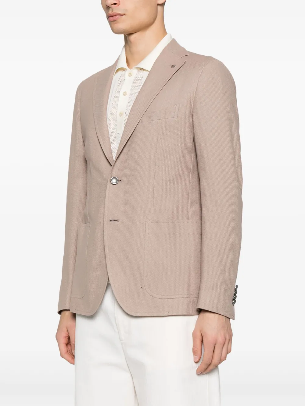 Shop Tagliatore Honeycomb-knit Blazer In Brown