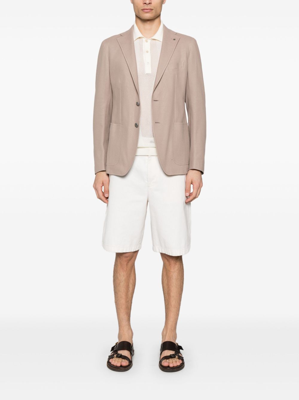 Tagliatore honeycomb-knit blazer - Bruin