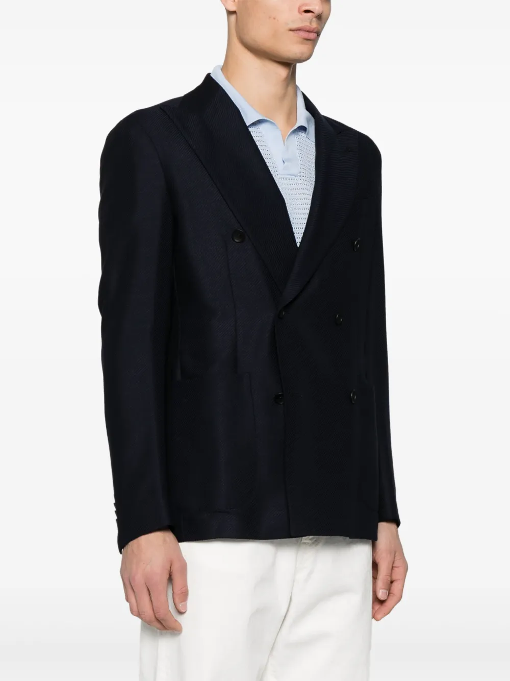 Shop Tagliatore Twill-weave Blazer In Blue