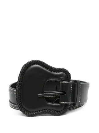 Johana Ortiz buckle leather belt Johanna Ortiz Narrow Western Black Leather Belt in Black | FWRD main image 2
