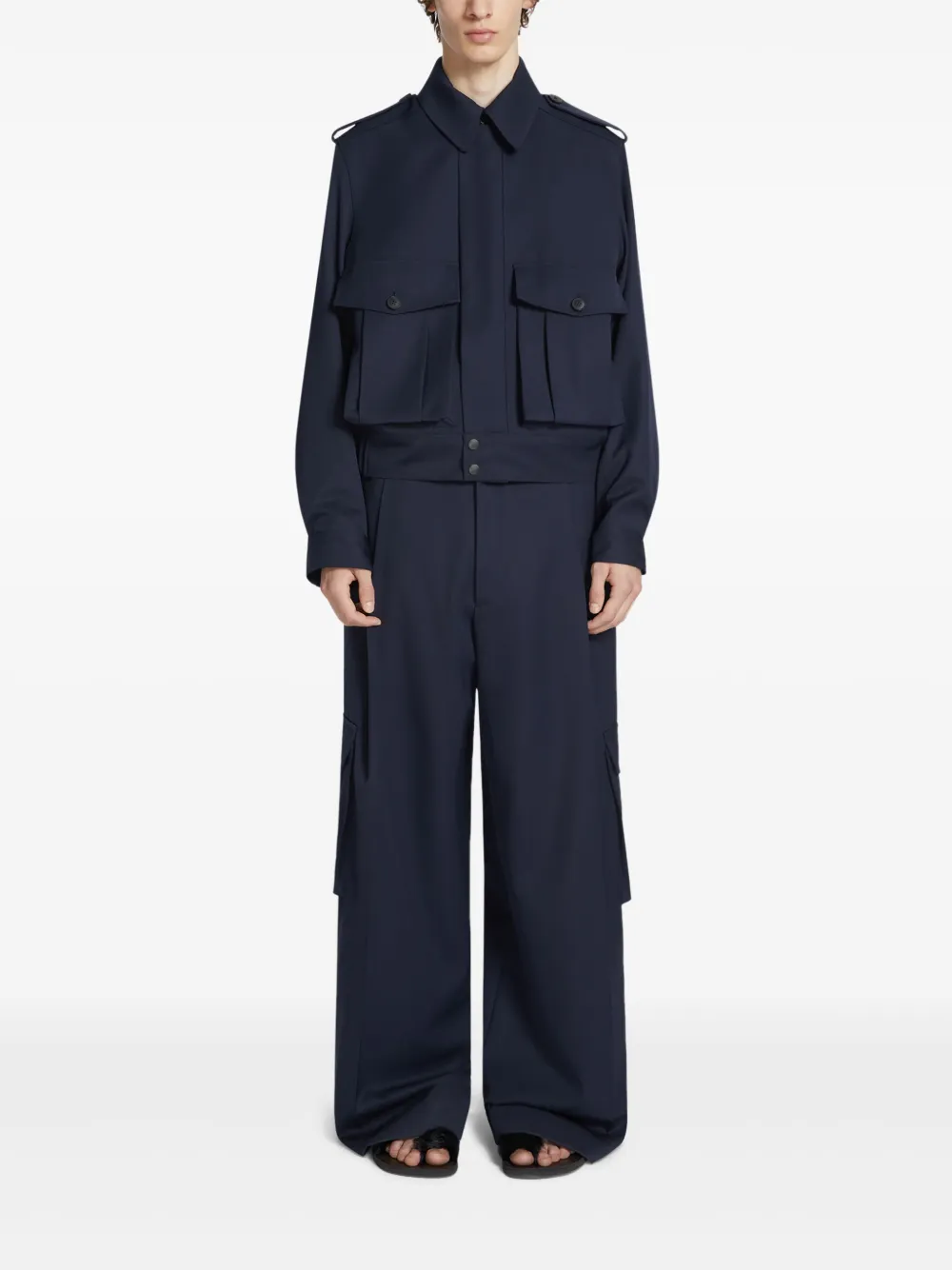 DRIES VAN NOTEN Cropped jack met epauletten - Blauw