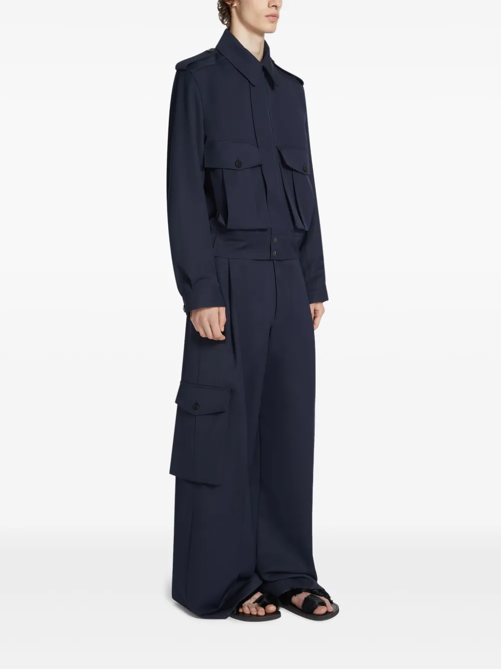 DRIES VAN NOTEN Cropped jack met epauletten Blauw