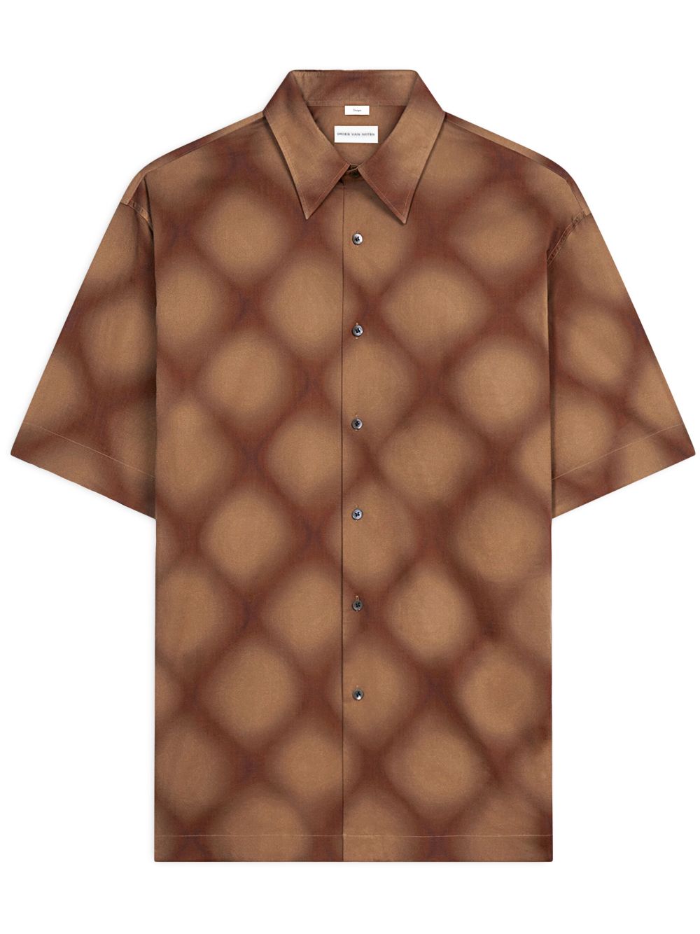 DRIES VAN NOTEN diamond-pattern shirt - Brown