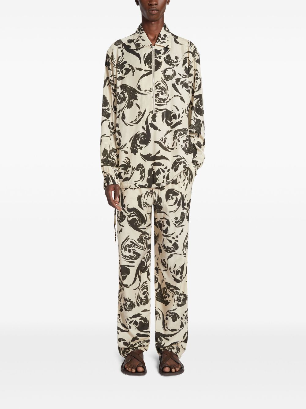 DRIES VAN NOTEN printed trousers - Zwart