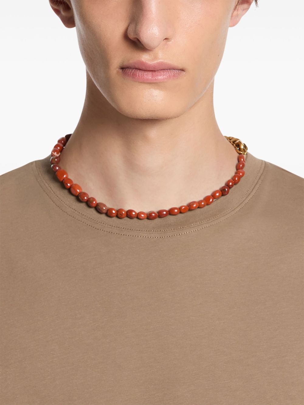 DRIES VAN NOTEN stone chain necklace - Red