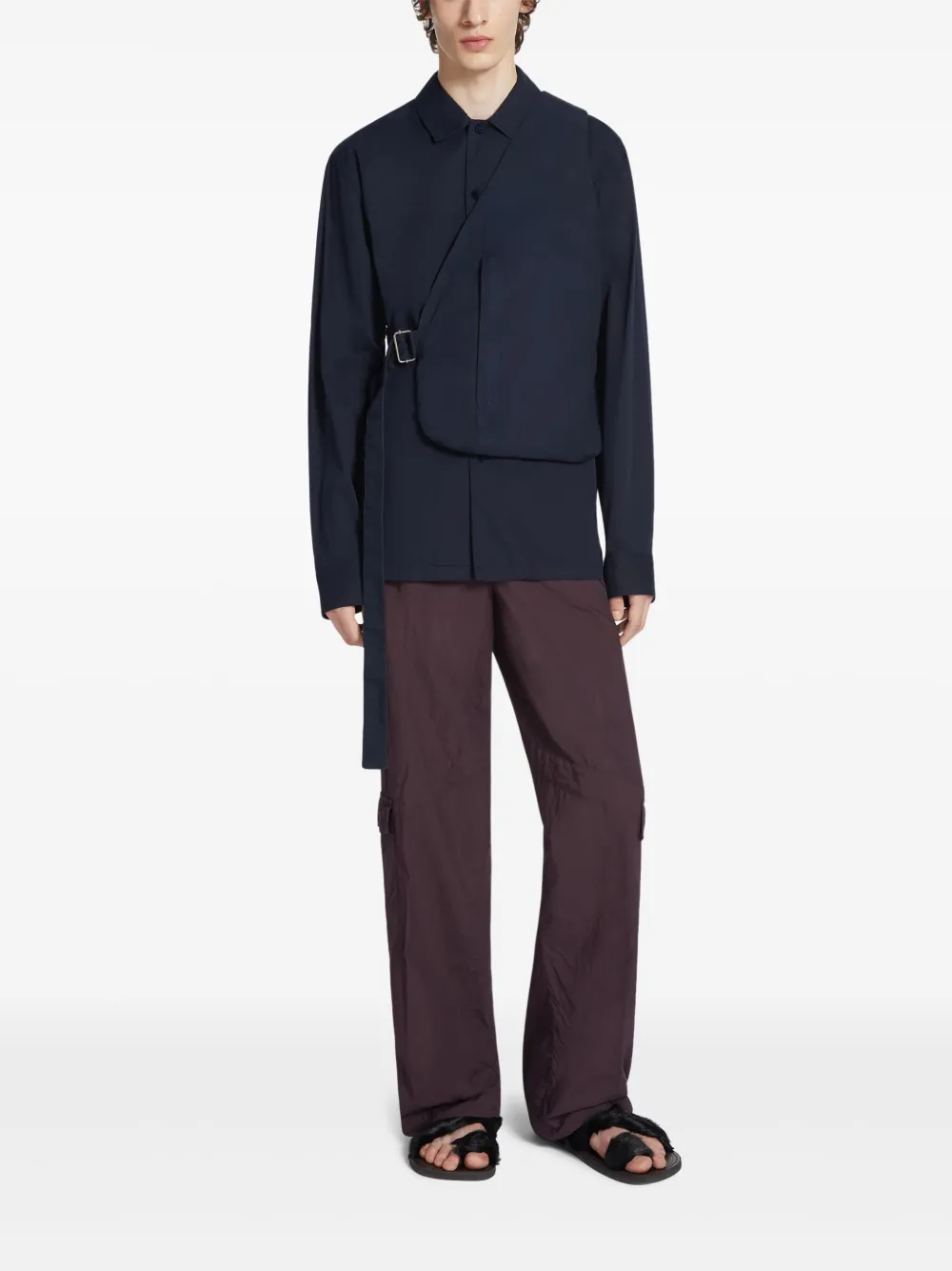 DRIES VAN NOTEN wide-leg cotton trousers - Paars