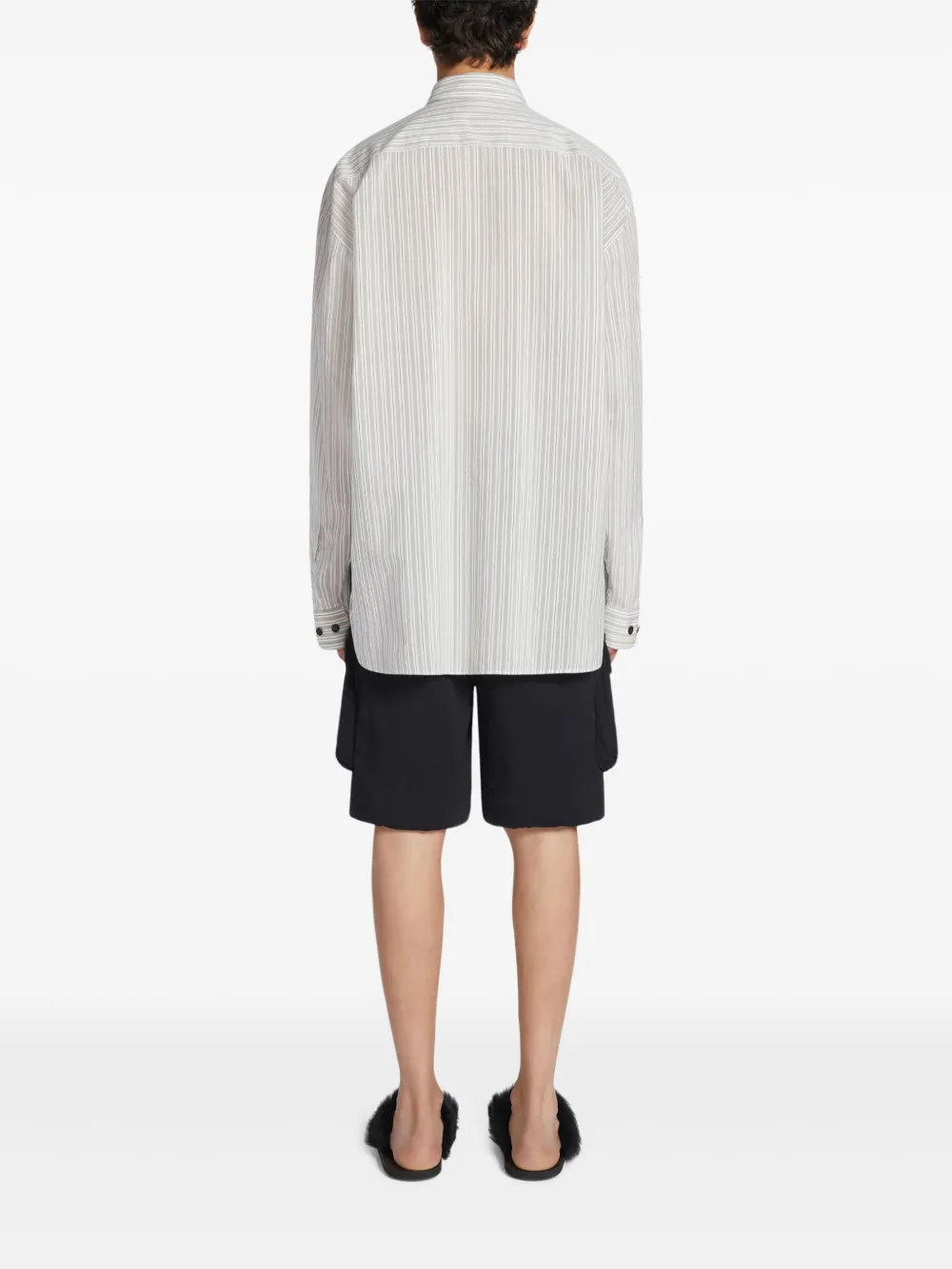 DRIES VAN NOTEN Gestreept overhemd Grijs