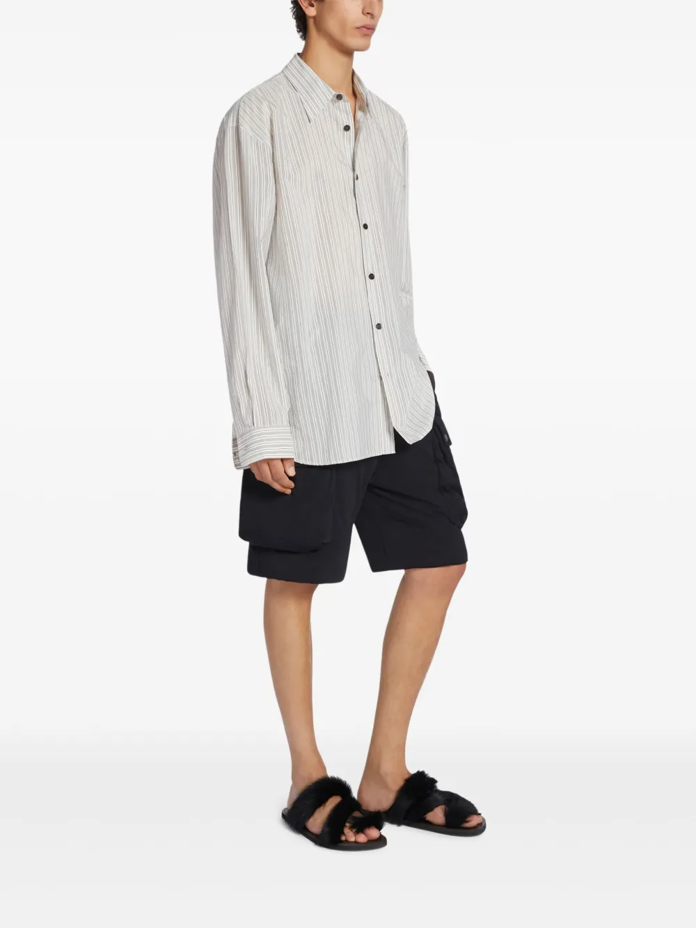 DRIES VAN NOTEN Gestreept overhemd Grijs