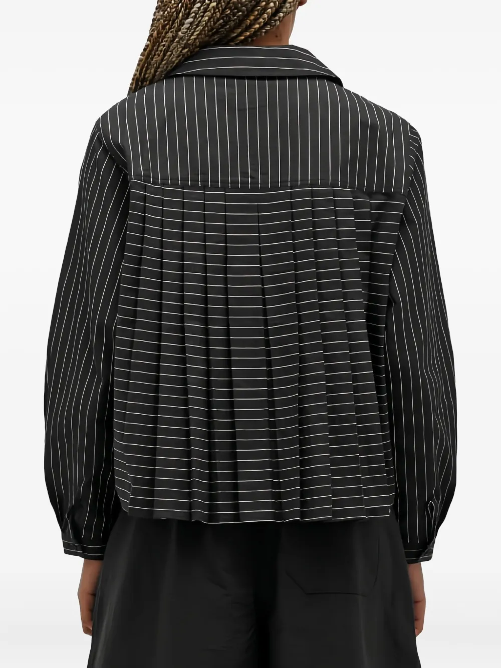YMC pinstripe pleated shirt Zwart