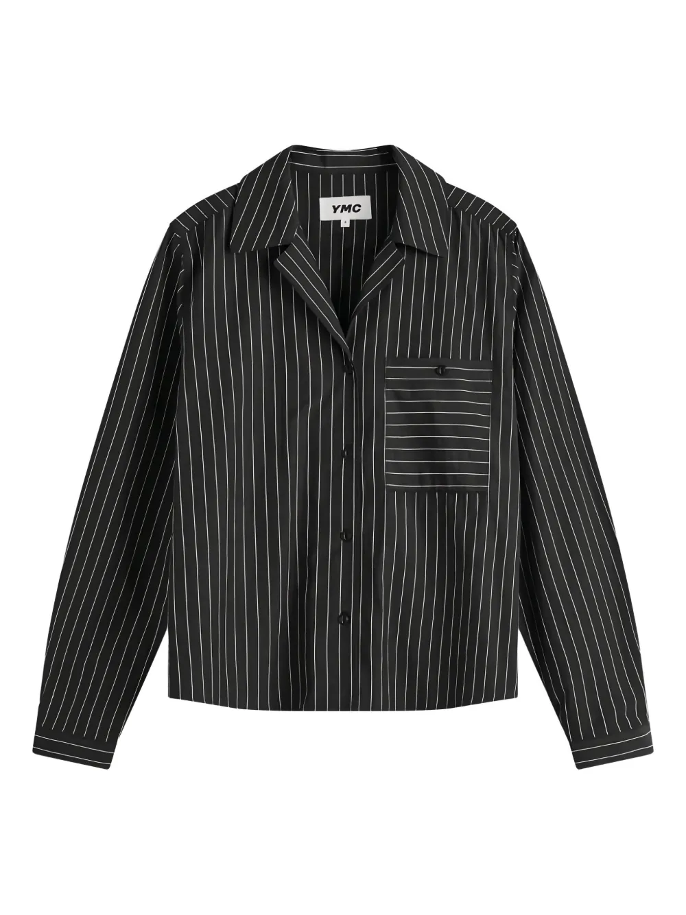YMC pinstripe pleated shirt Zwart