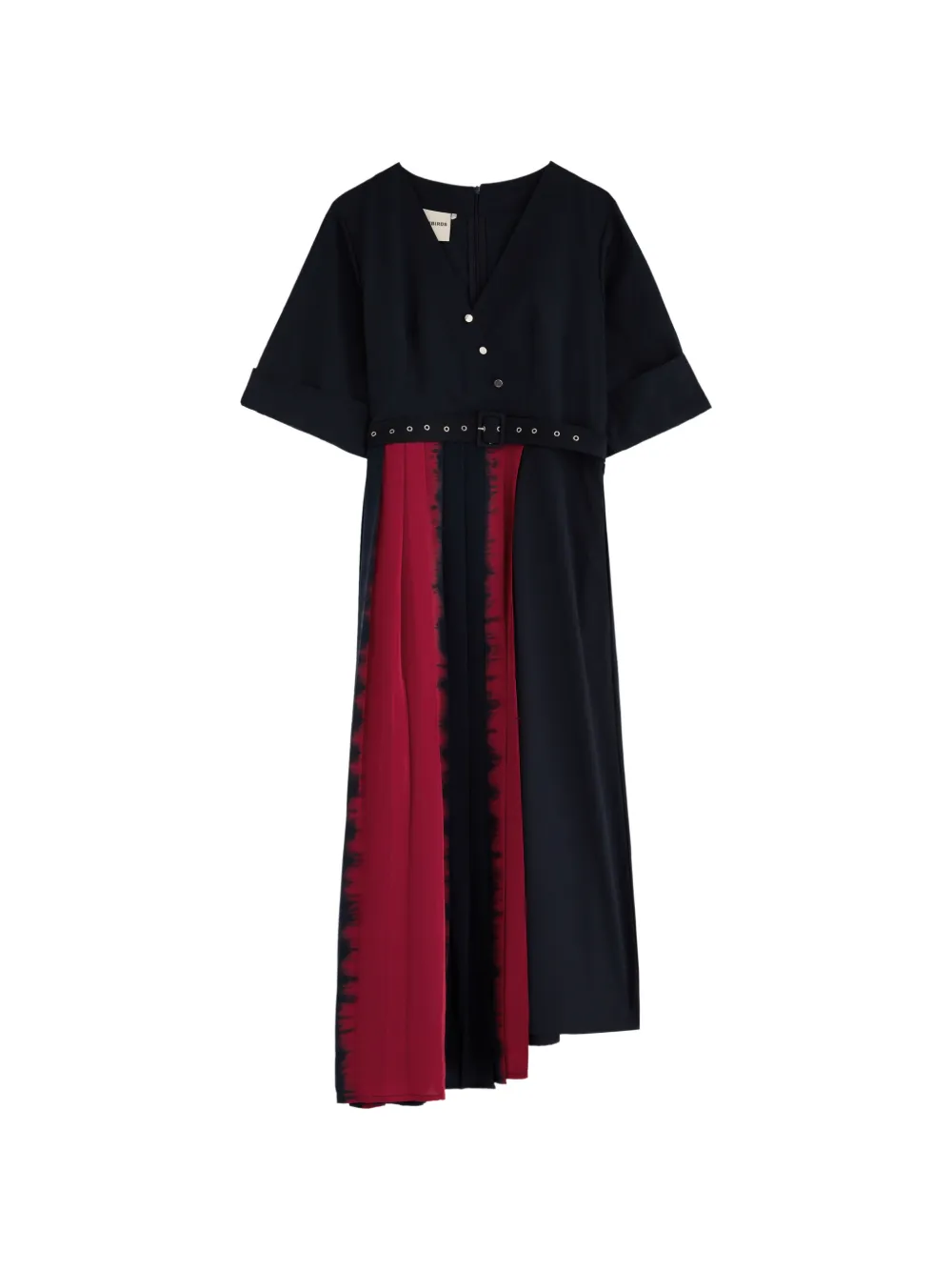 LOVEBIRDS Shogun knife-pleated belted midi dress - Schwarz