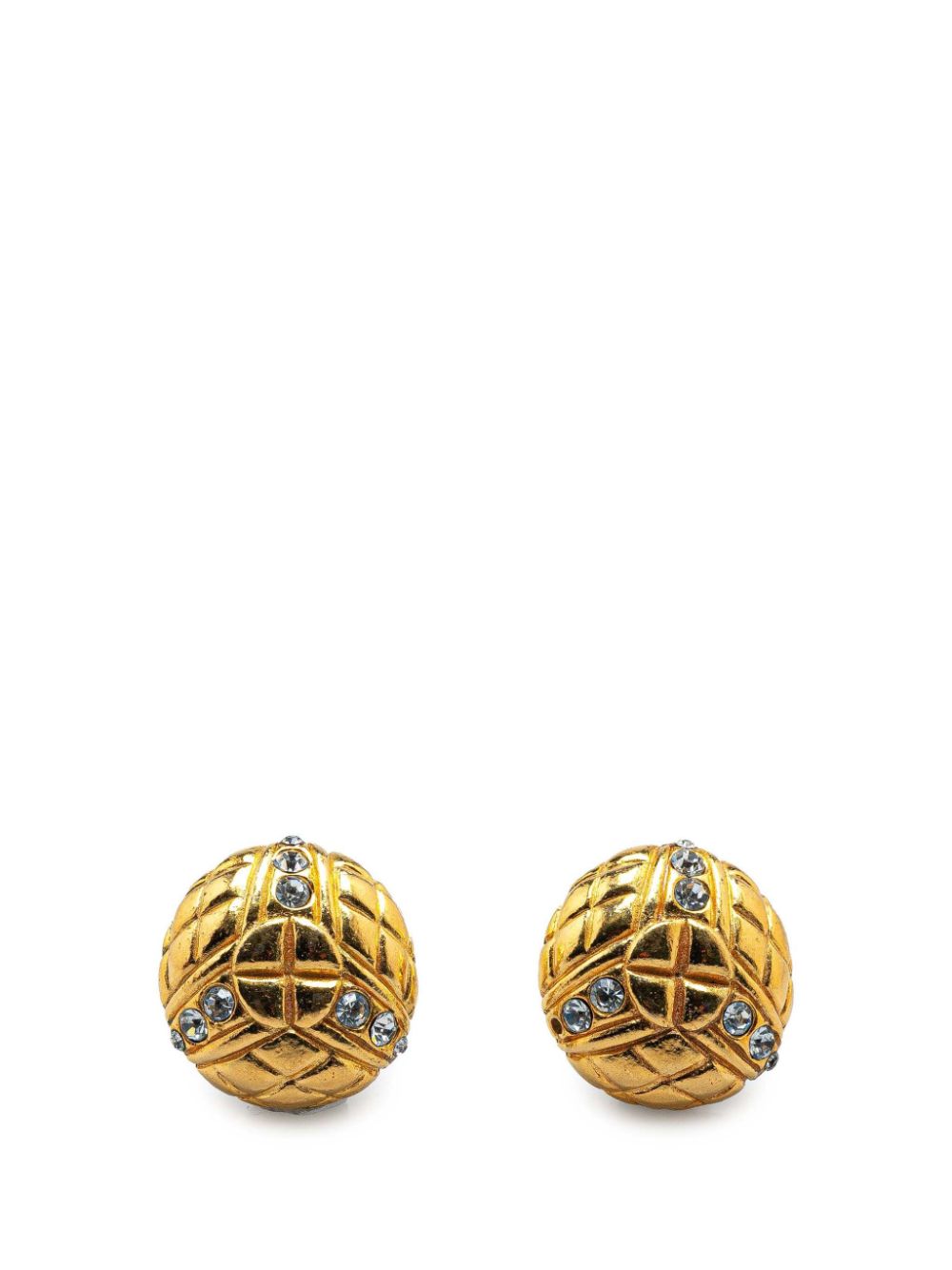 1980-1990 Gold-Plated Rhinestones Clip-On costume earrings