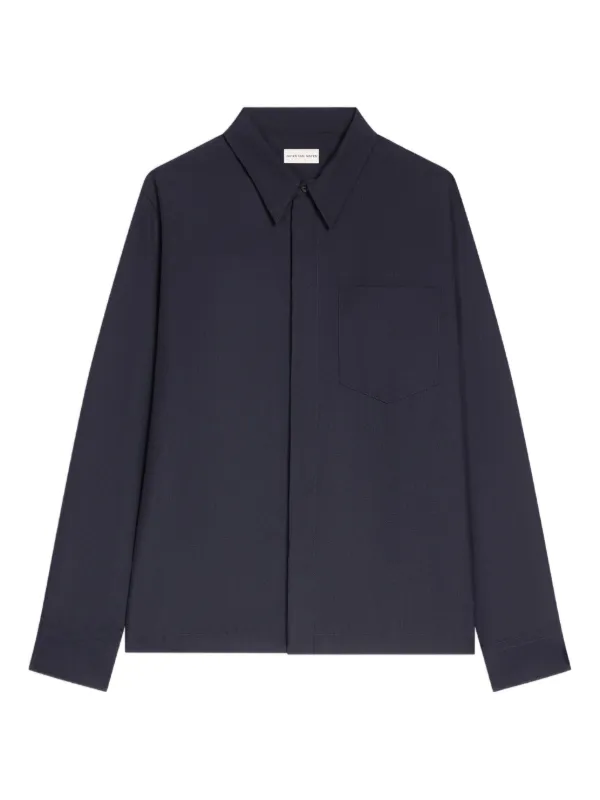 DRIES VAN NOTEN パッチポケット シャツ | ブルー | FARFETCH JP
