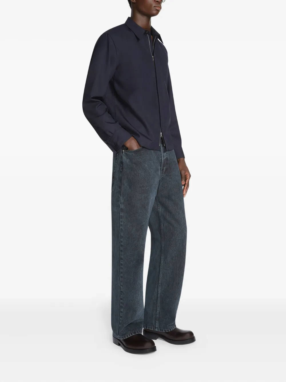 DRIES VAN NOTEN Overhemd met opgestikte zak en rits Blauw