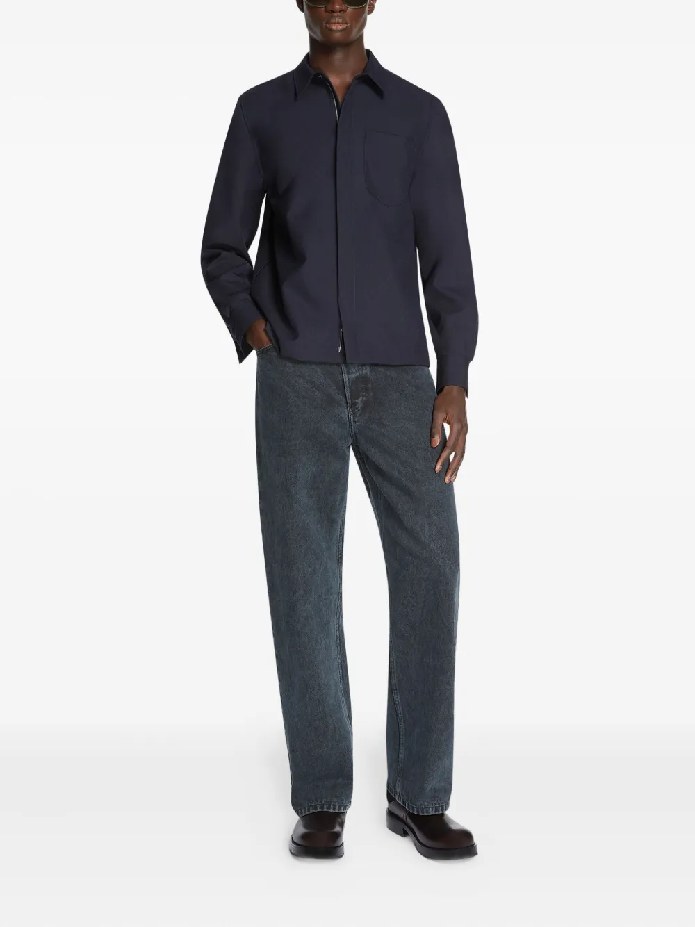 DRIES VAN NOTEN Overhemd met opgestikte zak en rits - Blauw