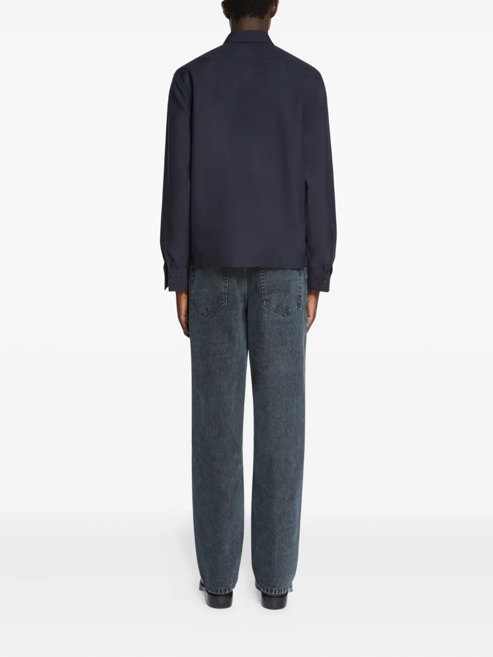 DRIES VAN NOTEN Overhemd met opgestikte zak en rits Blauw