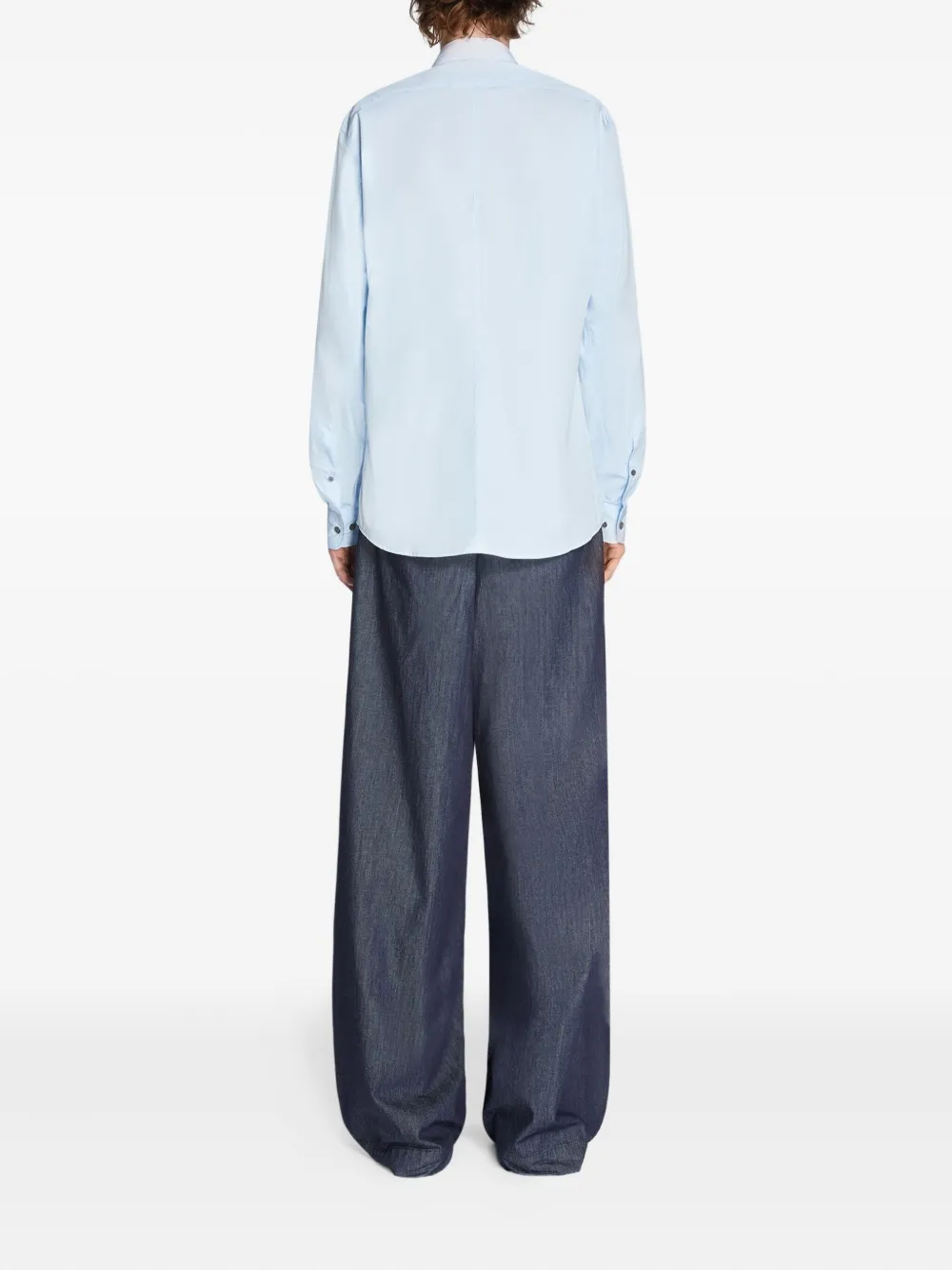 Dries Van Noten Cotton Poplin Shirt In Blue