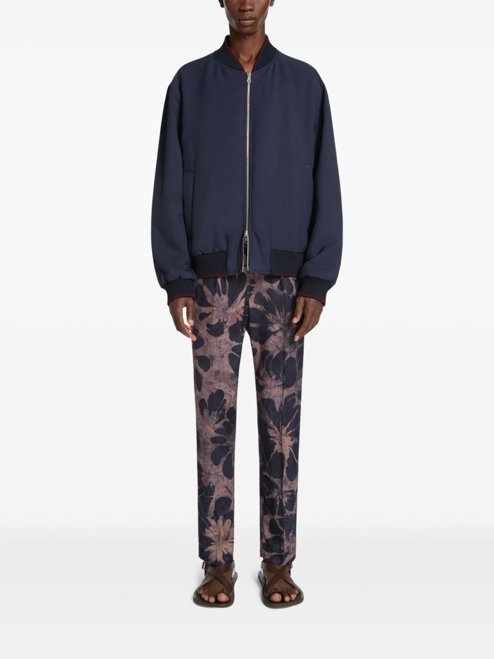 DRIES VAN NOTEN floral-print trousers - Blauw