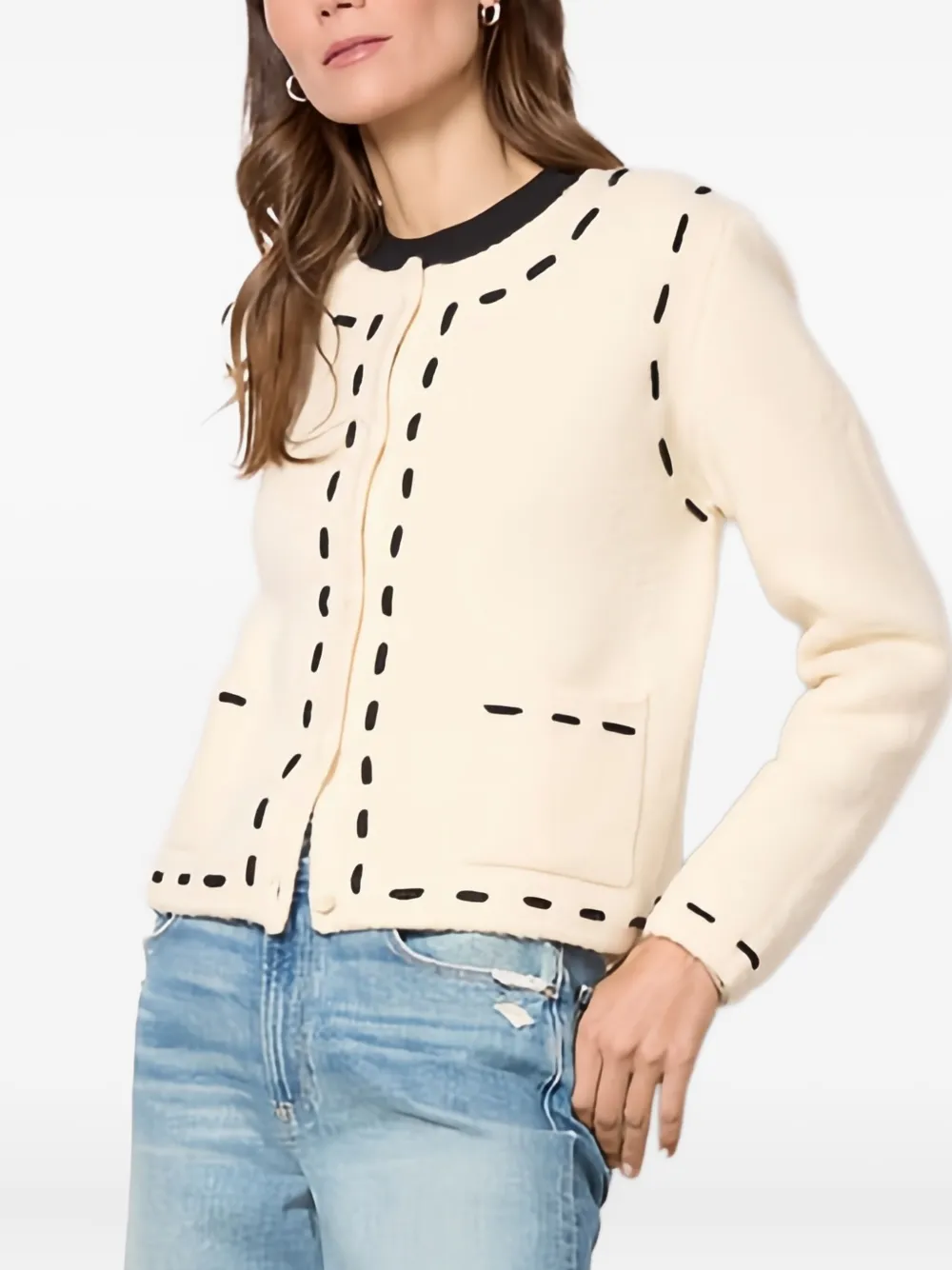 Rails Contrast-stitch Wool Jacket In Brown