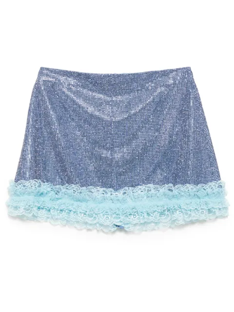 Self-Portrait crystal fishnet mini skirt