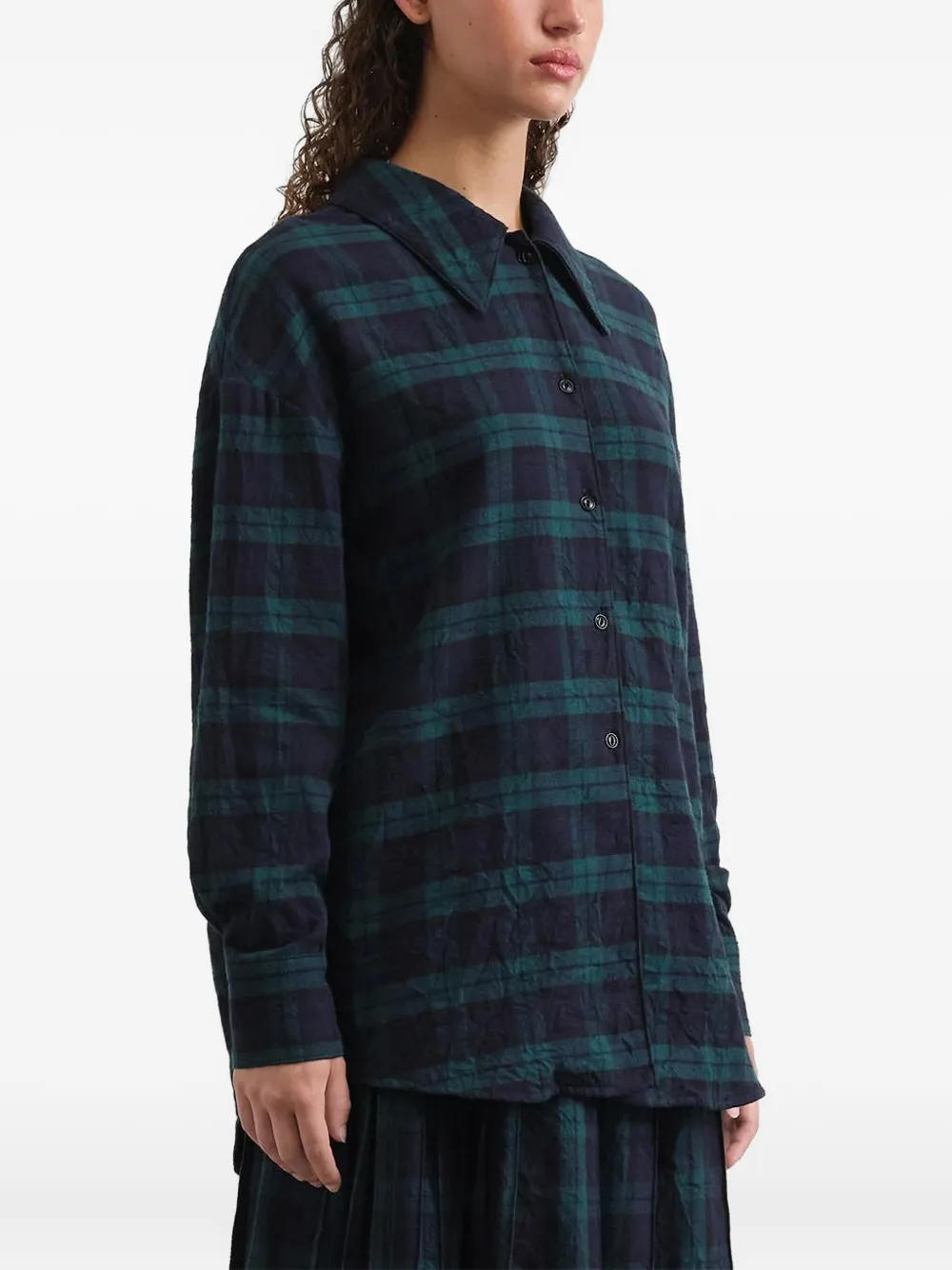 YMC plaid-pattern shirt Blauw