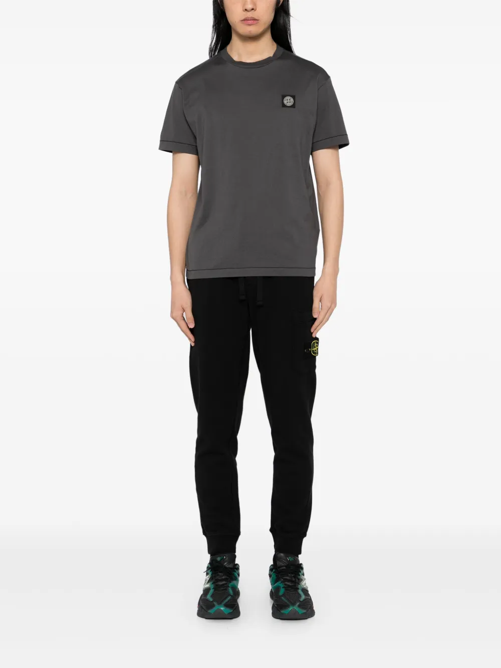 Stone Island T-shirt met logopatch - Grijs