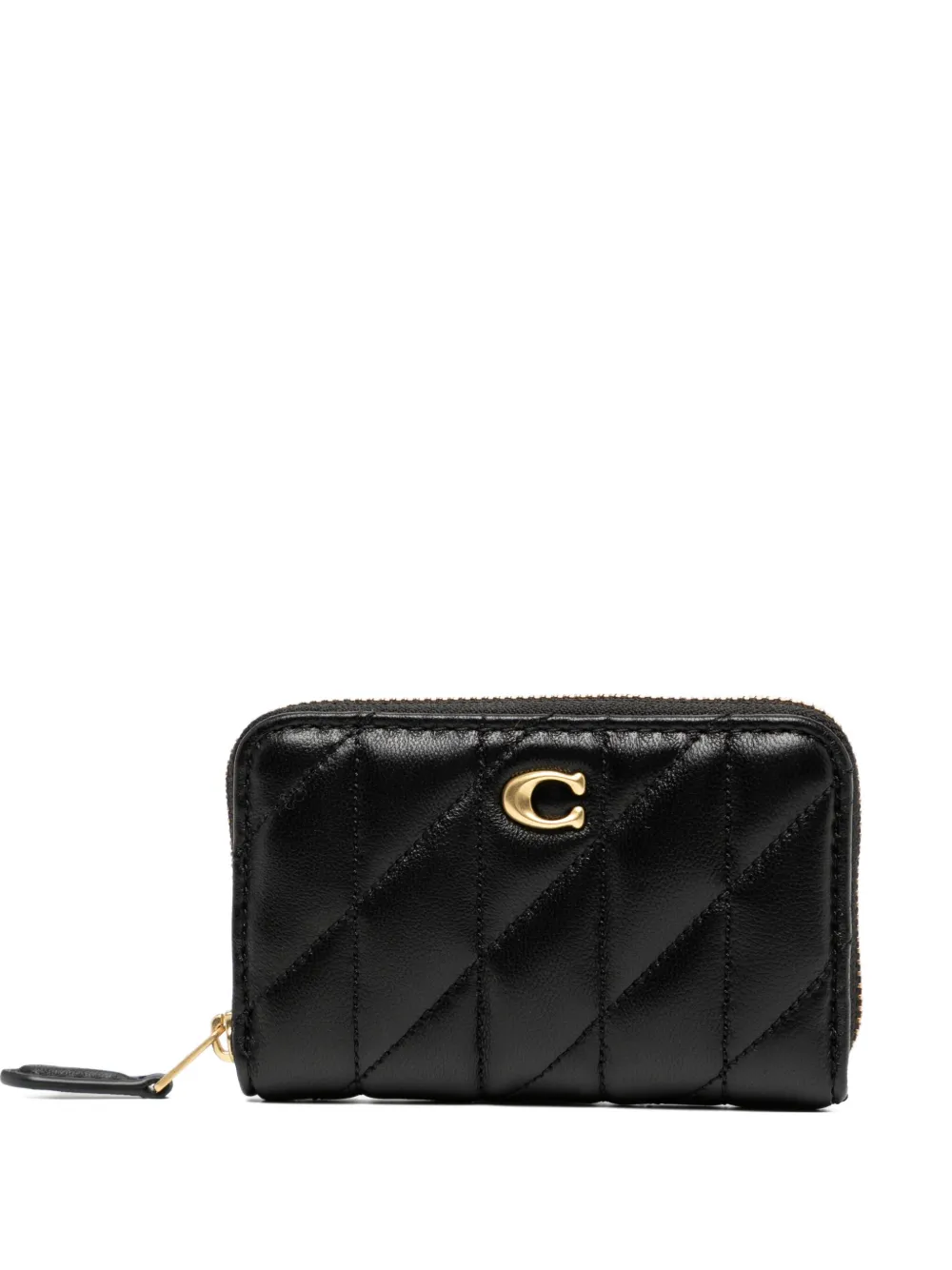 Coach quilted pillow zip around cardholder Zwart