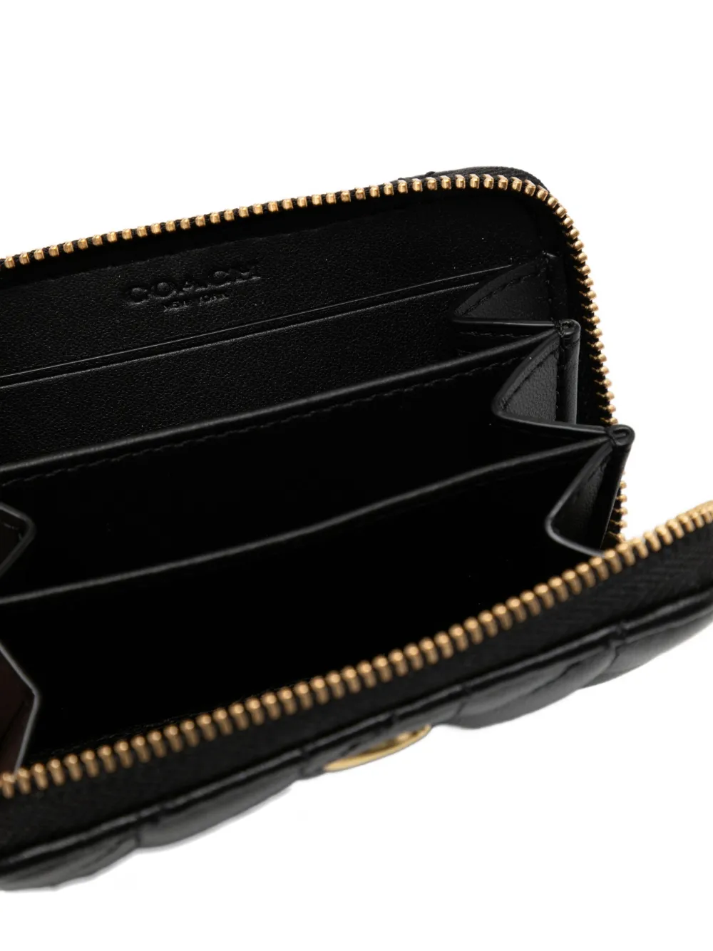 Coach quilted pillow zip around cardholder Zwart